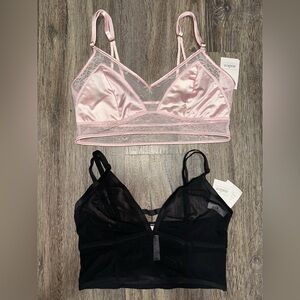 Auden Pink Lace & Black Mesh Bralettes